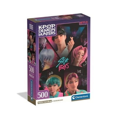 Caixa de puzzle K-Pop Demon Hunters com 500 peças e personagens coloridos