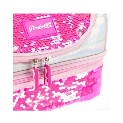 Mala rosa com lantejoulas e fecho duplo Girabrilla