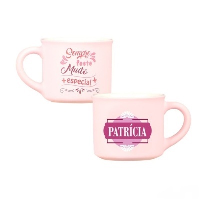 Duas chávenas de chá rosa com texto personalizável