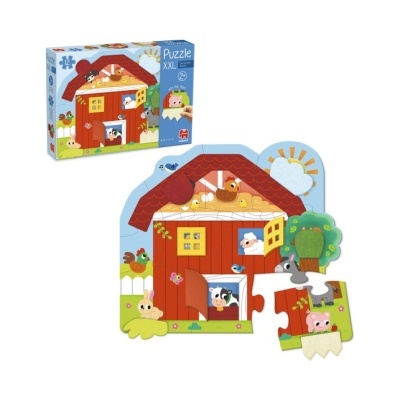 Quebra-cabeças de madeira XXL colorido da quinta e embalagem