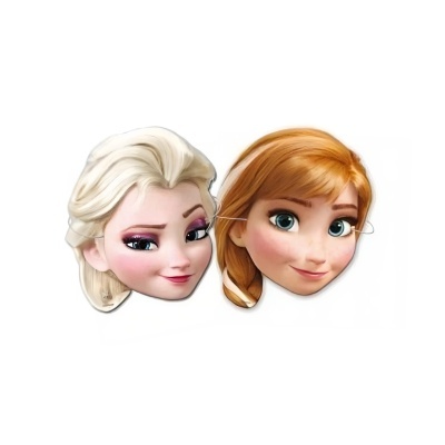 Máscaras infantis de personagens femininas com cabelo loiro claro e ruivo