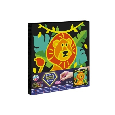 Caixa de pintura diamante com imagem de leão colorido