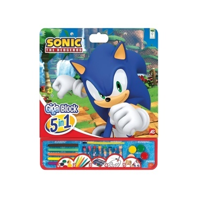 Conjunto de material de desenho Sonic The Hedgehog 5 in 1 com lápis de cor e canetas