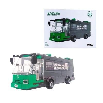 Miniatura de autocarro Sporting Clube de Portugal em blocos de construção com caixa