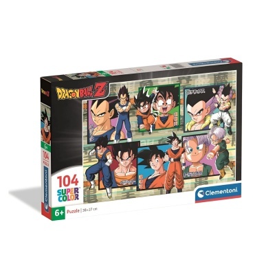 Caixa de puzzle Dragon Ball Z com 104 peças e personagens coloridos