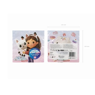 Pacote de guardanapos de papel com personagens animados Gabbys Dollhouse
