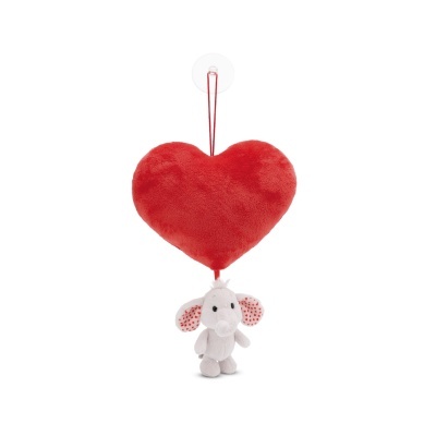 Peluche coração vermelho com elefante cinzento pendurado
