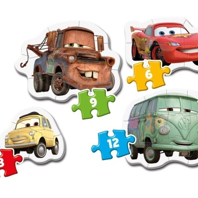 Puzzles com personagens de Cars com diferentes números de peças