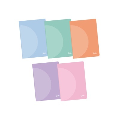 Conjunto de cinco cadernos coloridos com lider papel impresso