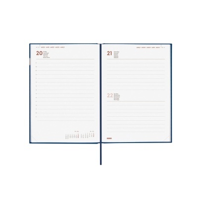 Caderno aberto com datas e linhas para escrita