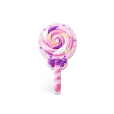 Brinquedo pirulito espiral rosa e roxo com laço