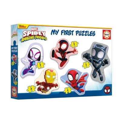 Caixa de puzzle infantil Marvel Spidey Amazing Friends com personagens em estilo cartoon