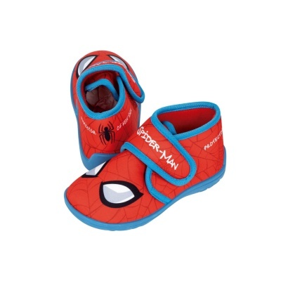 Pantufas infantis vermelhas e azuis com tema Spider-Man