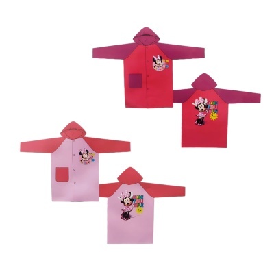 Casacos impermeáveis infantis cor de rosa e vermelho com estampa da Minnie Mouse