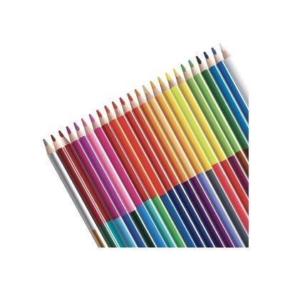 Conjunto de lápis de cor coloridos alinhados em diagonal