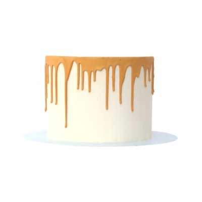 Bolo branco com cobertura castanha gotejante