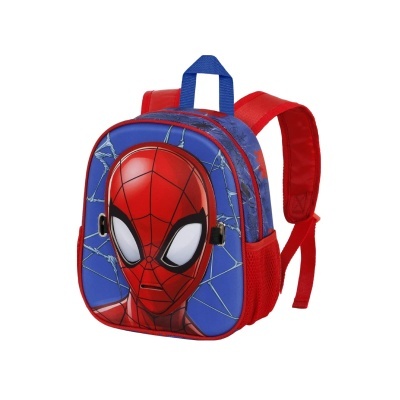 Mochila infantil vermelha e azul com estampa do Homem-Aranha