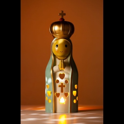 Figura decorativa de Nossa Senhora luminosa com coroa dourada
