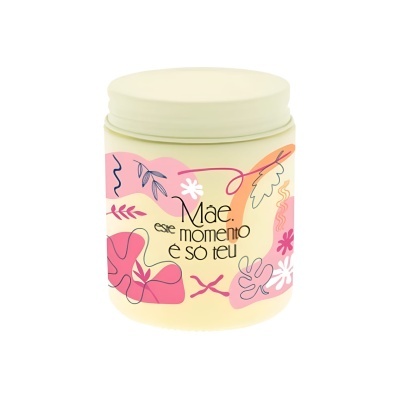 Frasco de creme colorido com texto em português