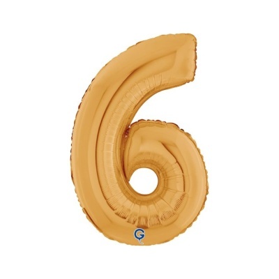 Balão metalizado dourado formato número 6