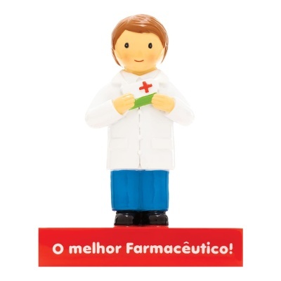 Figurina de farmacêutico com base vermelha
