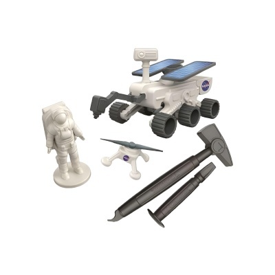 Brinquedos espaciais rover, astronauta, drone e instrumentos