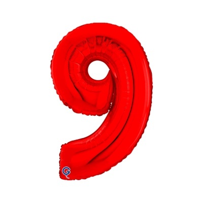 Balão vermelho em forma do número 9