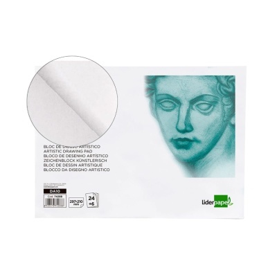 Bloco de desenho artístico liderpapel branco com imagem de escultura azul