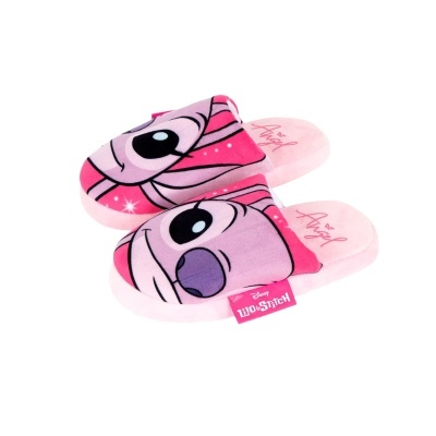 Chinelos cor-de-rosa com estampa da personagem Angel da Disney