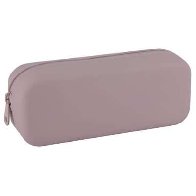 Estojo retangular roxo claro com fecho de correr
