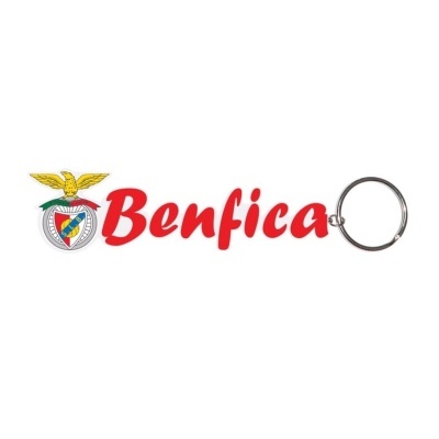 Chaveiro Benfica com texto vermelho e emblema colorido com águia dourada