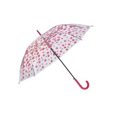 Guarda-chuva transparente com bolinhas cor-de-rosa