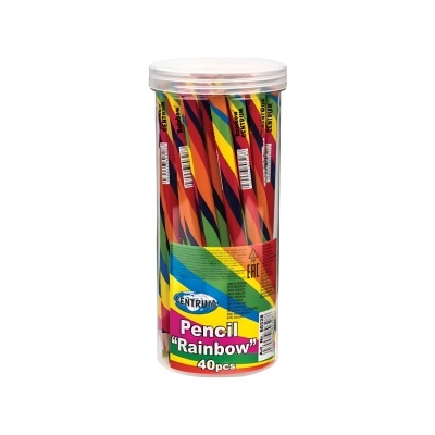 Frasco transparente com 40 lápis coloridos padrão arco-íris CENTRUM