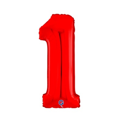 Balão metálico vermelho em forma de número 1
