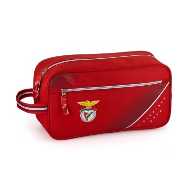Necessaire vermelha com símbolo SL BENFICA e linha diagonal cinzenta