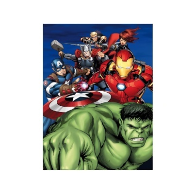 Ilustração personagens Marvel Hulk, Homem de Ferro, Capitão América, Thor, Viúva Negra e Gavião Arqueiro