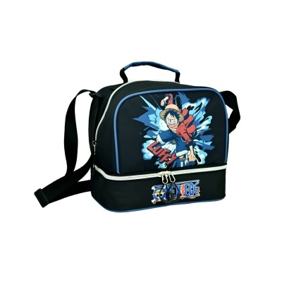 Mala preta de ombro com imagem do personagem Luffy da série One Piece