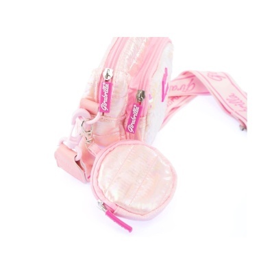 Bolsa redonda rosa com fechos e alça girabrilla