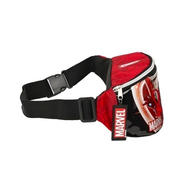 Bolsa de cintura vermelha e preta com estampa do personagem Spider-Man da Marvel