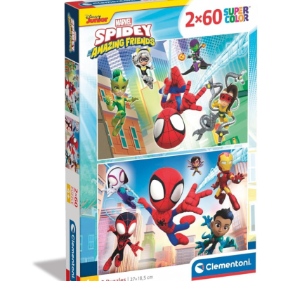 Caixa de puzzles Marvel Spidey Amazing Friends com 2 puzzles de 60 peças cada