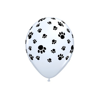 Balão branco com patas pretas estampadas
