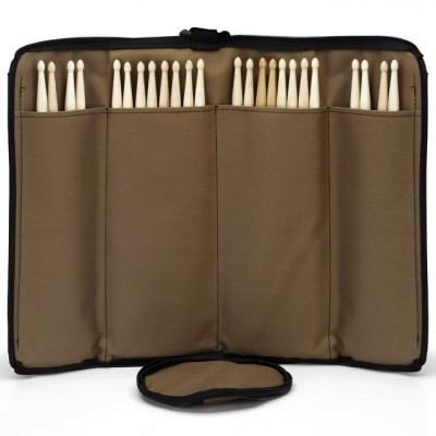 Conjunto de baquetas de bateria em estojo castanho e preto