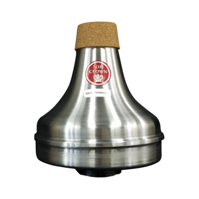 Silenciador metálico para trombone baixo com rótulo TOM CROWN