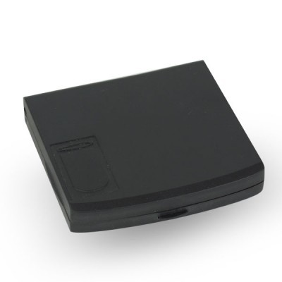 Estojo compacto quadrado preto de plástico com relevo em forma de bolso