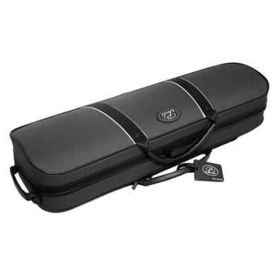 Estojo rígido preto para instrumento musical com alça e logotipo PL