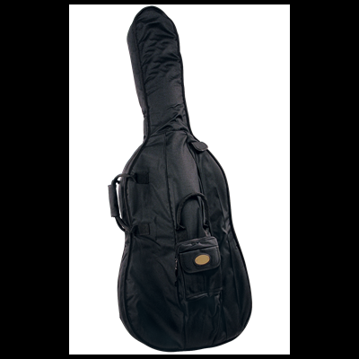 Estojo de tecido negro para guitarra acústica com bolsos