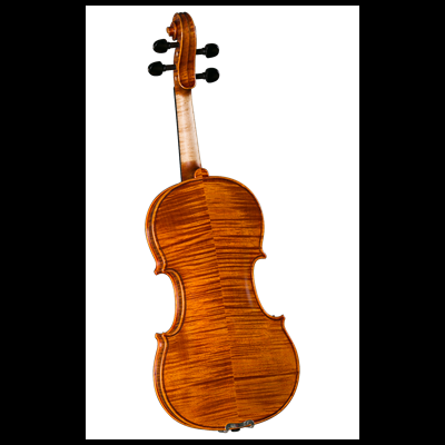 Violino de madeira castanho visto por trás