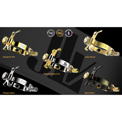 Pulseiras metálicas JDV em diversos acabamentos sobre fundo preto.