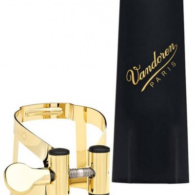 Abraçadeira dourada para instrumento com capa preta Vandoren Paris