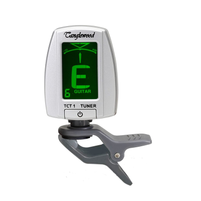 Afinador digital Tanglewood para guitarra com visor verde e pinça de fixação